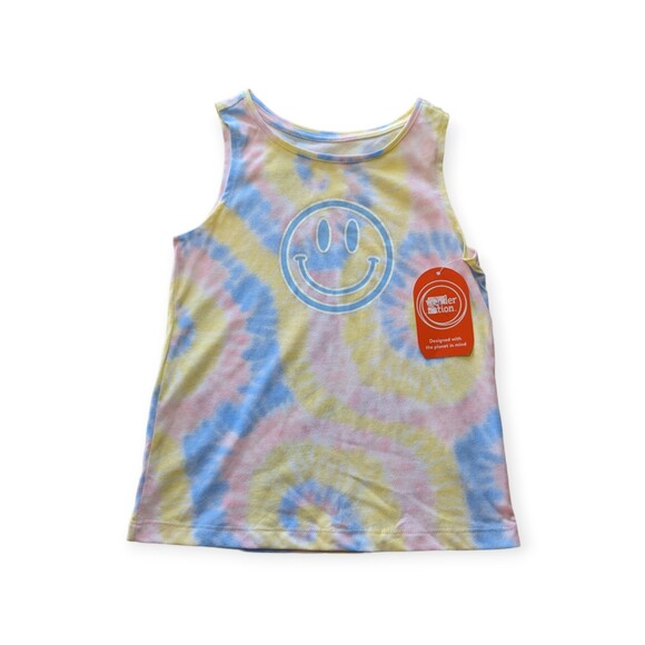 Wonder Nation Tie Dye Tank Top Girls Size Small (6-6X) Smiley Sleeveless Yellow - Picture 1 of 8